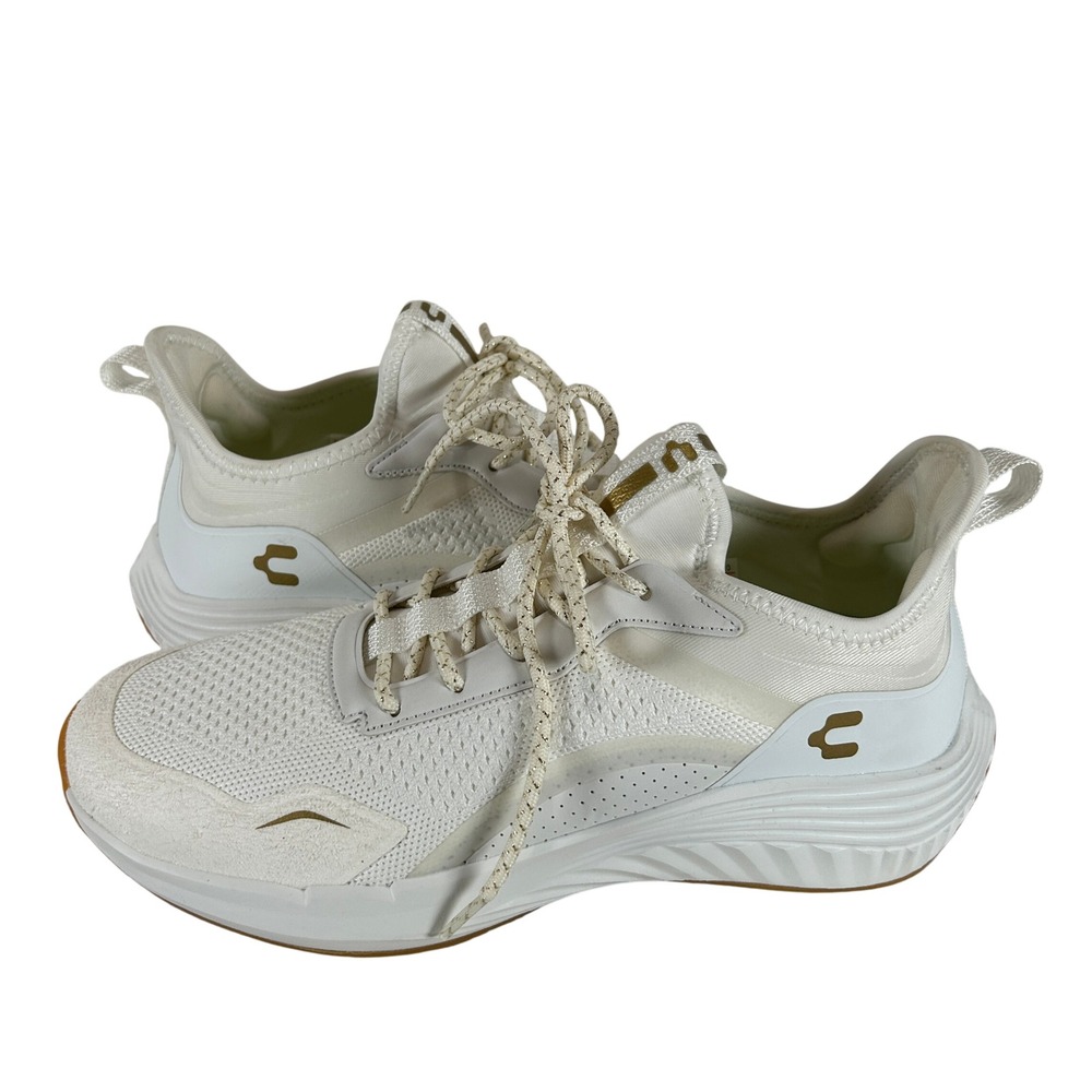 Charly White Gold Mesh Lace Up Athletic‎ Running Sneakers Shoes Womens 10
